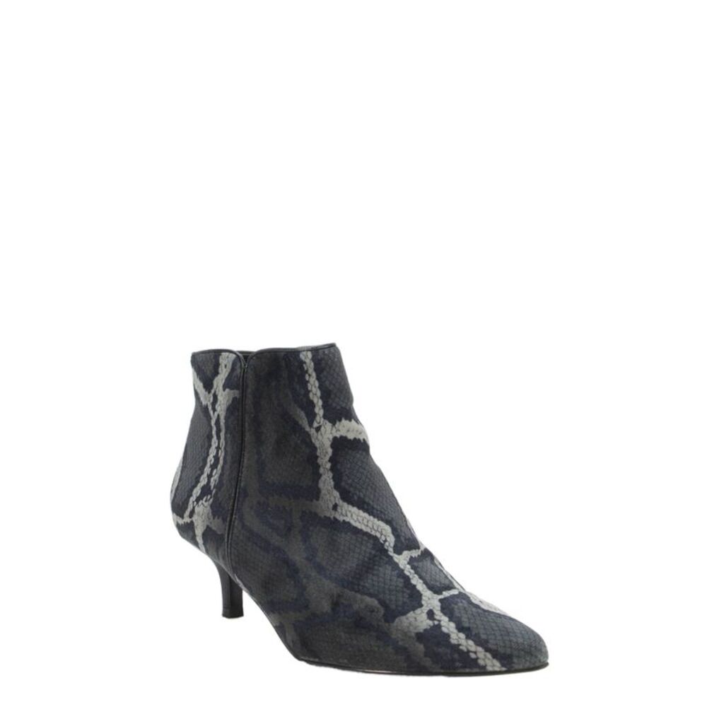 Footnotes Womens Side Zip Kitten Heel Snakeskin Print Booties Gray Size 7.5